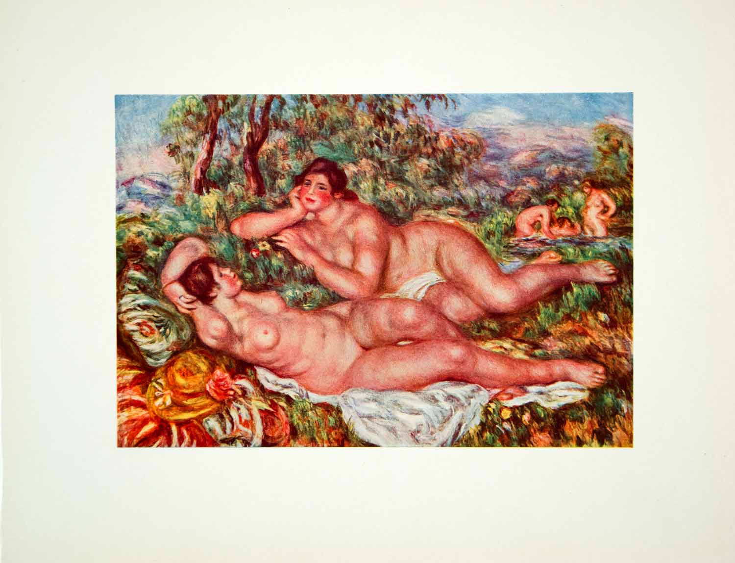 1931 Color Print Pierre-Auguste Renoir Art Baigneuses Bathers Nude Women YMF2 - Period Paper
