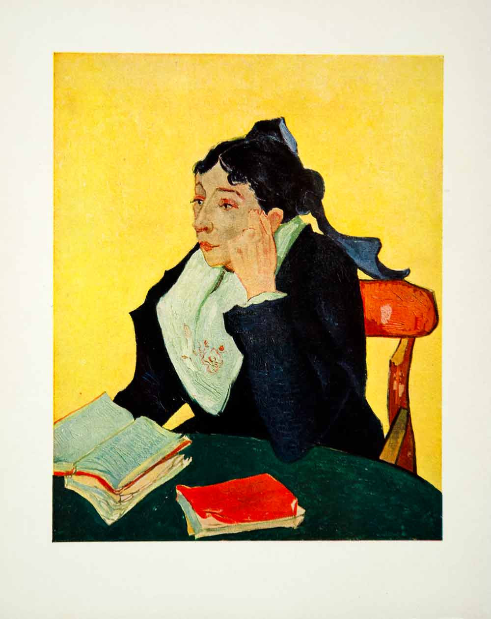 1932 Color Print Van Gogh Art L'Arlesienne Portrait Madame Ginoux Books YMF2 - Period Paper
