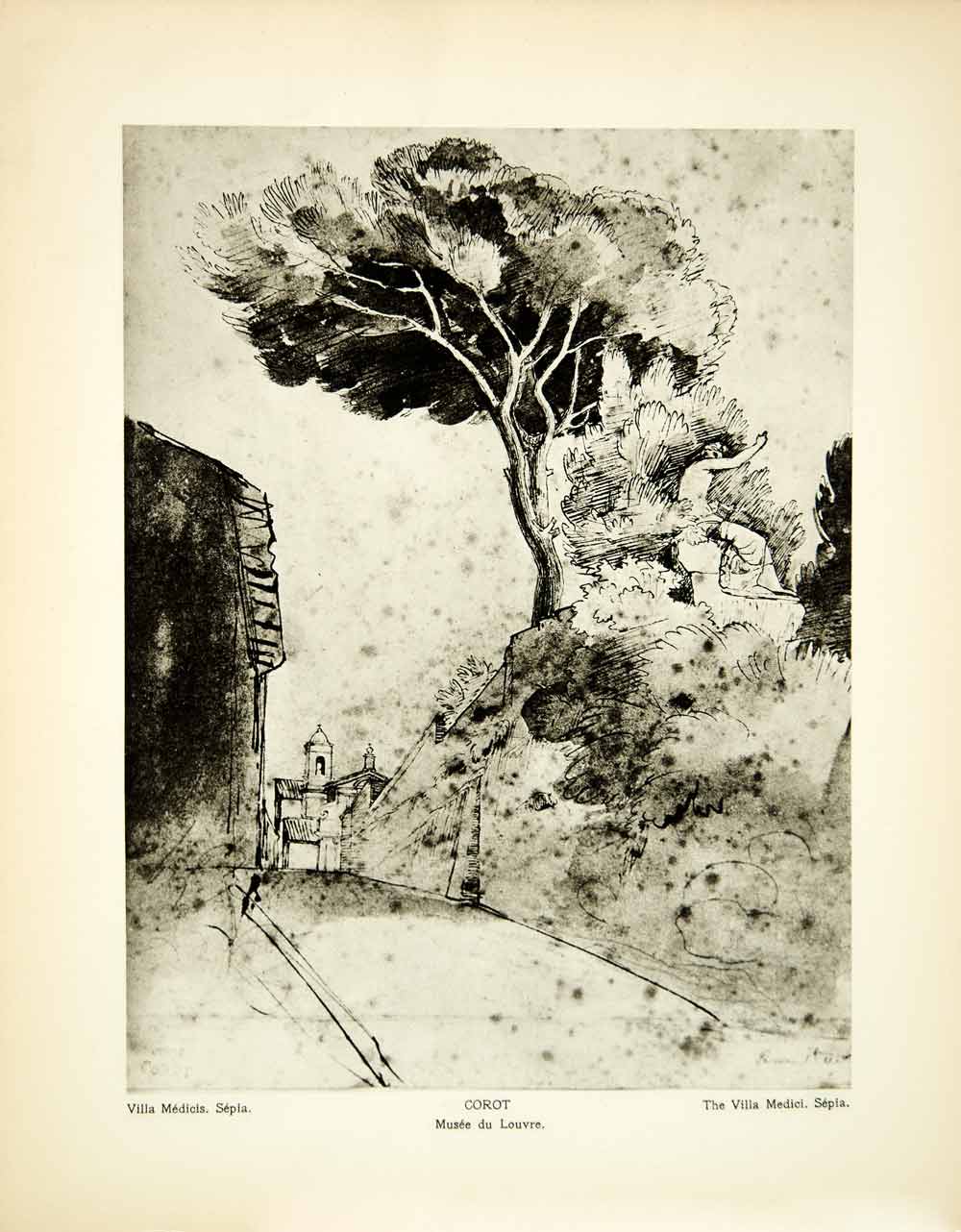 1931 Photogravure Jean-Baptiste-Camille Corot Art Villa Medici Rome Italy YMF2