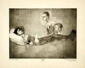 1931 Photogravure Pablo Picasso Art Harlequin's Death Rose Period Clown YMF2 - Period Paper
