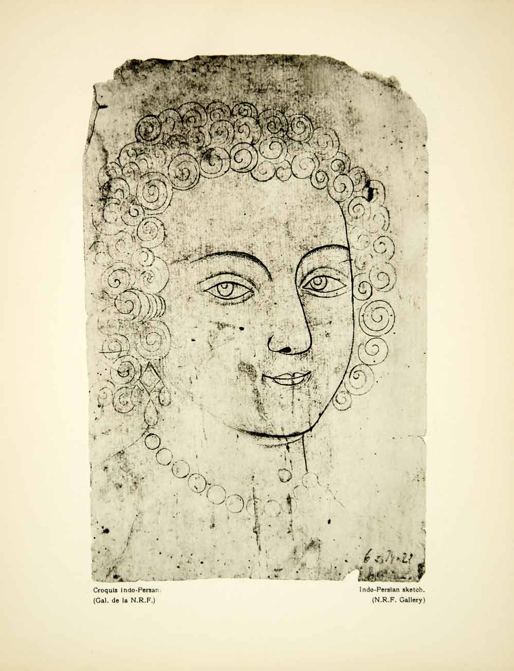 1931 Photogravure Art Indo-Persian Sketch Portrait Woman South Asia Culture YMF2