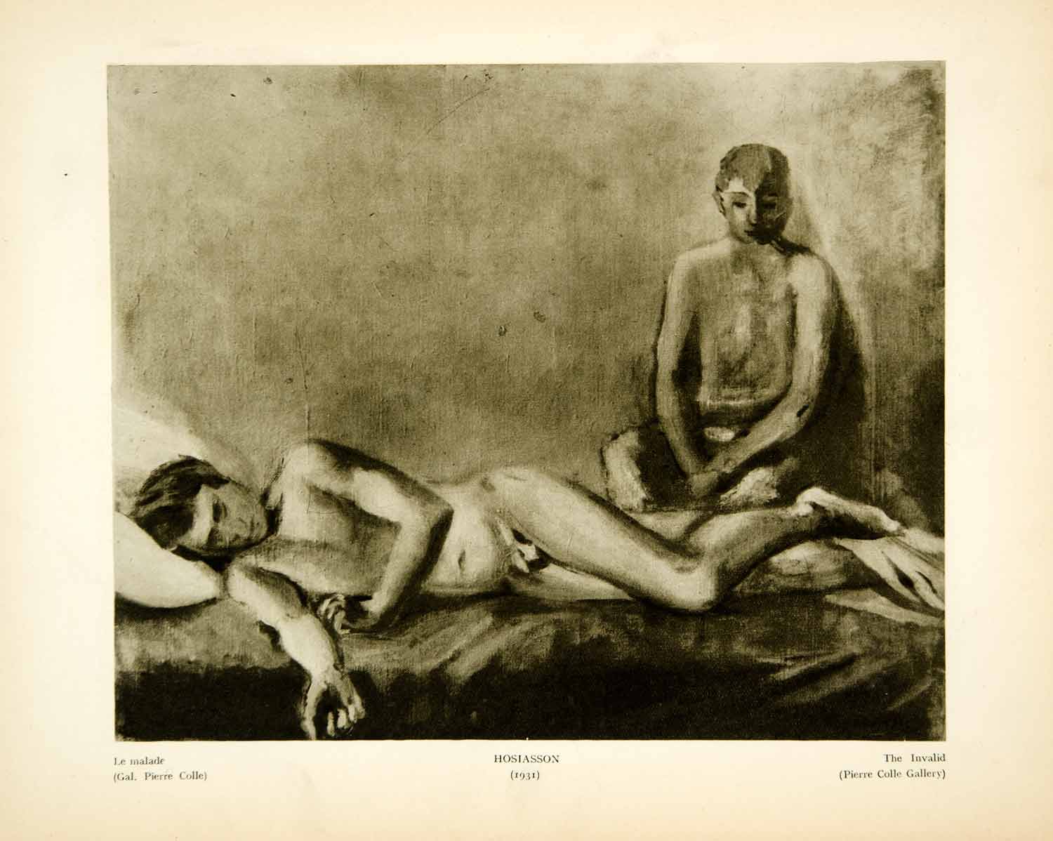 1931 Photogravure Philippe Hosiasson Art Le Malade Invalid Portrait Nude YMF2