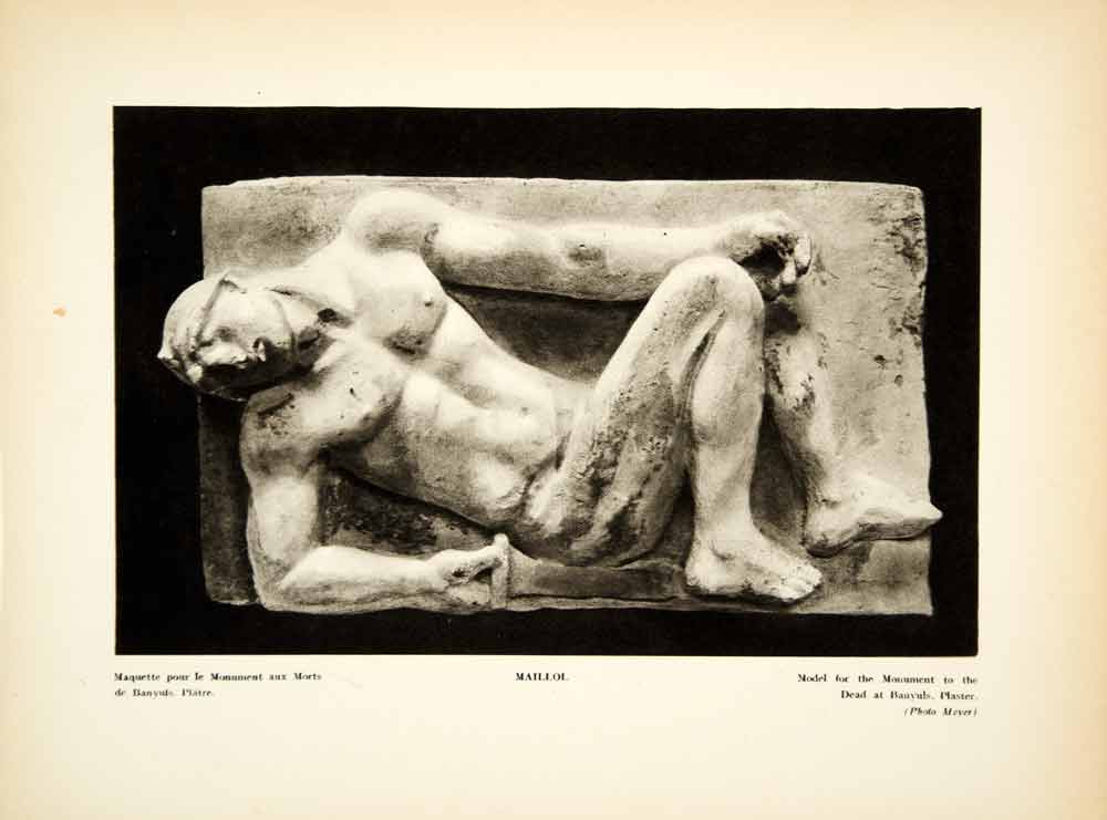 1931 Photogravure Aristide Maillol Art Sculpture Monument Morts Pacifistes YMF2