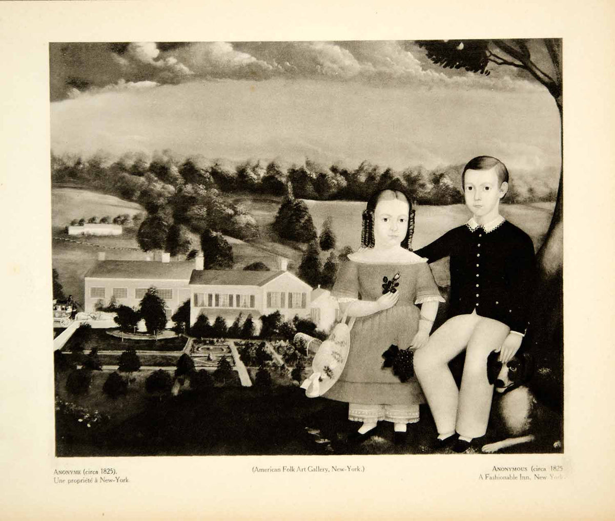 1932 Photogravure American Folk Art Primitive Children Portrait Inn Ho ...