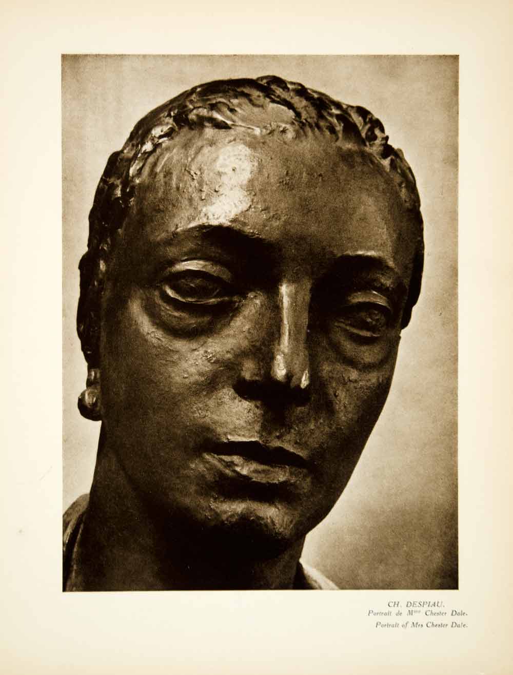 1933 Photogravure Charles Despiau Art Bust Madame Chester Dale Sculpture YMF2