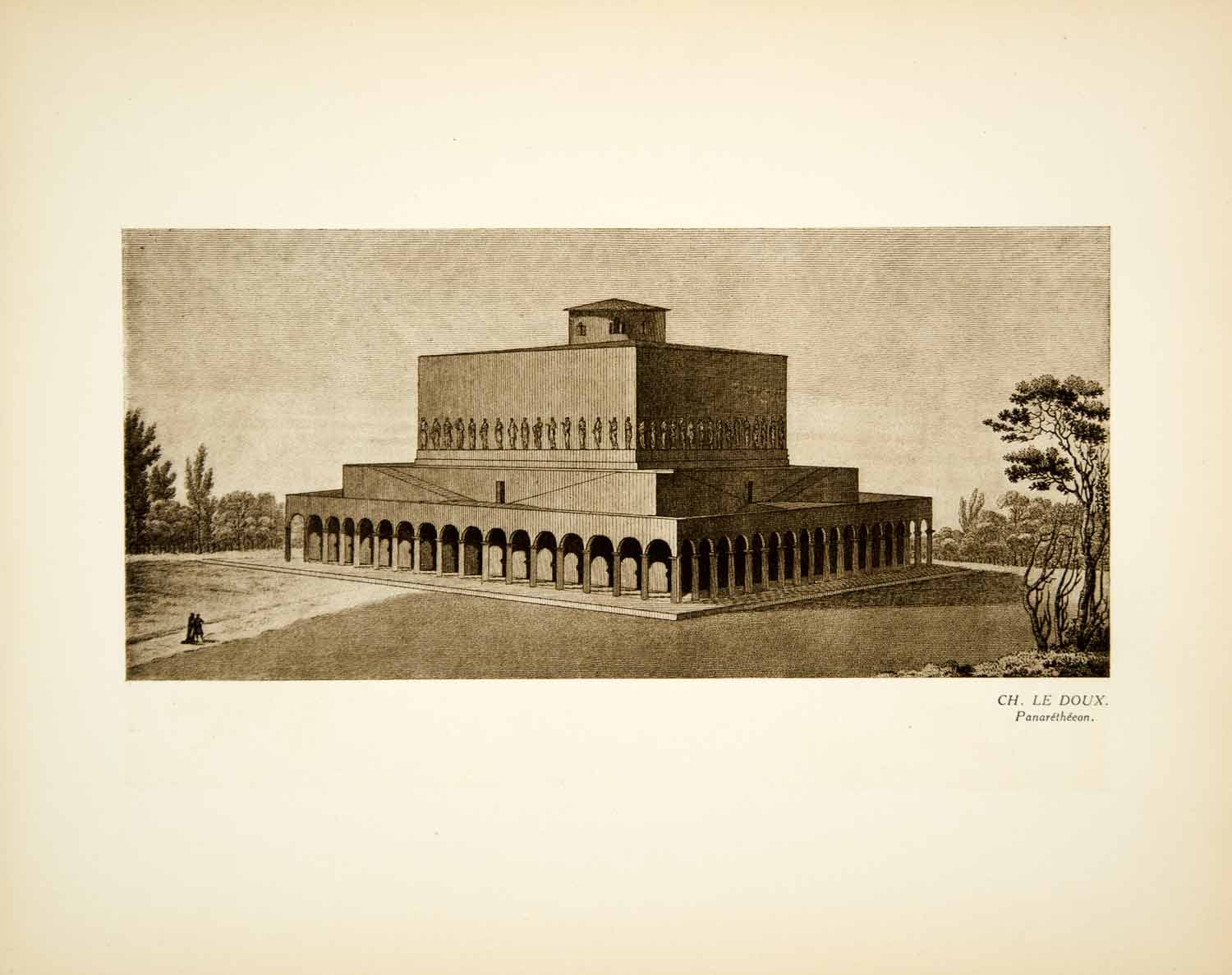 1933 Photogravure Claude Ledoux Art Panaretheeon Neoclassical Architecture YMF2