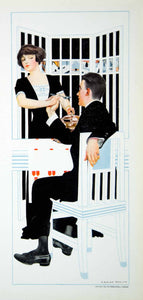 1912 Photolithograph Coles Phillips Fadeaway Girl Making Fudge Romantic YMF3