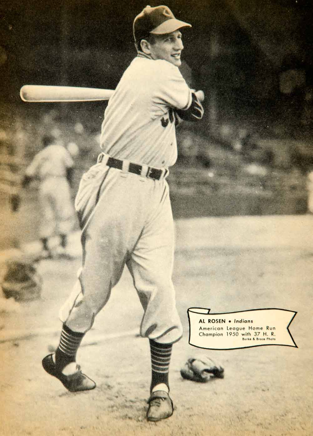 1951 Print Portrait Al Rosen Cleveland Indians Major League Baseball Player YML1