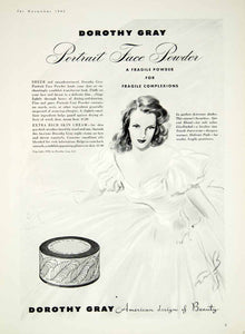 1940 Ad Dorothy Gray Portrait Face Powder Skin Cream Concealer Cosmetic YMM1