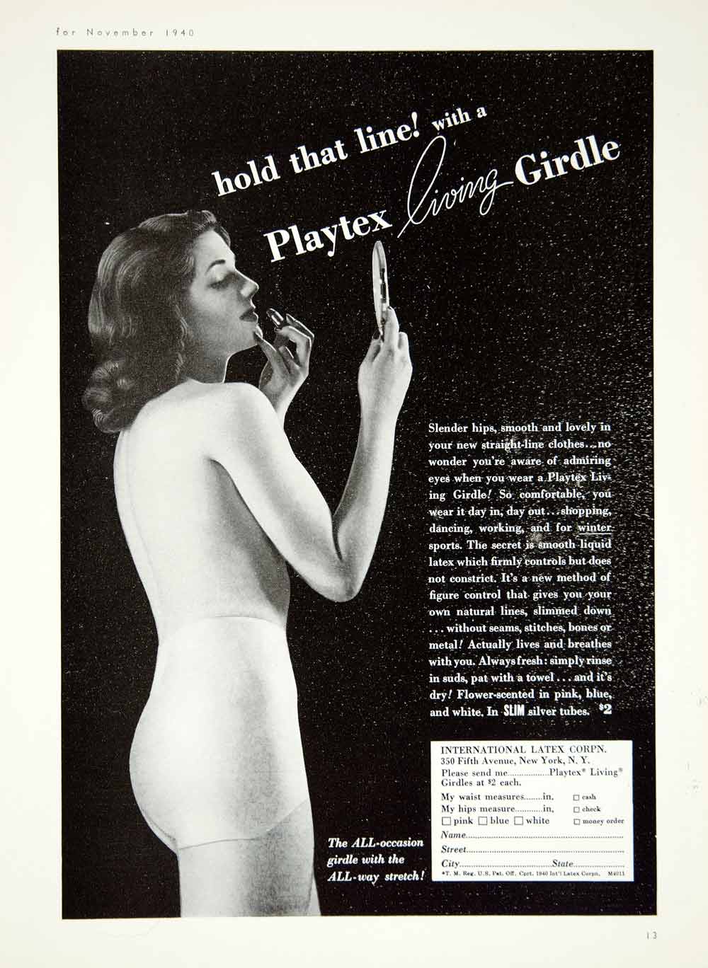 1940 Ad Playtex Living Girdle Women's Fashion Undergarment Figure Slim –  Period Paper Historic Art LLC