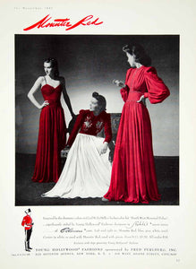 1940 Ad Mountie Red Dresses Young Hollywood Fashions Fred Perlberg Cel Period Paper Historic Art LLC 1940 Ad Mountie Red Dresses Young Hollywood Fashions Fred Perlberg Cel Period Paper Historic Art LLC