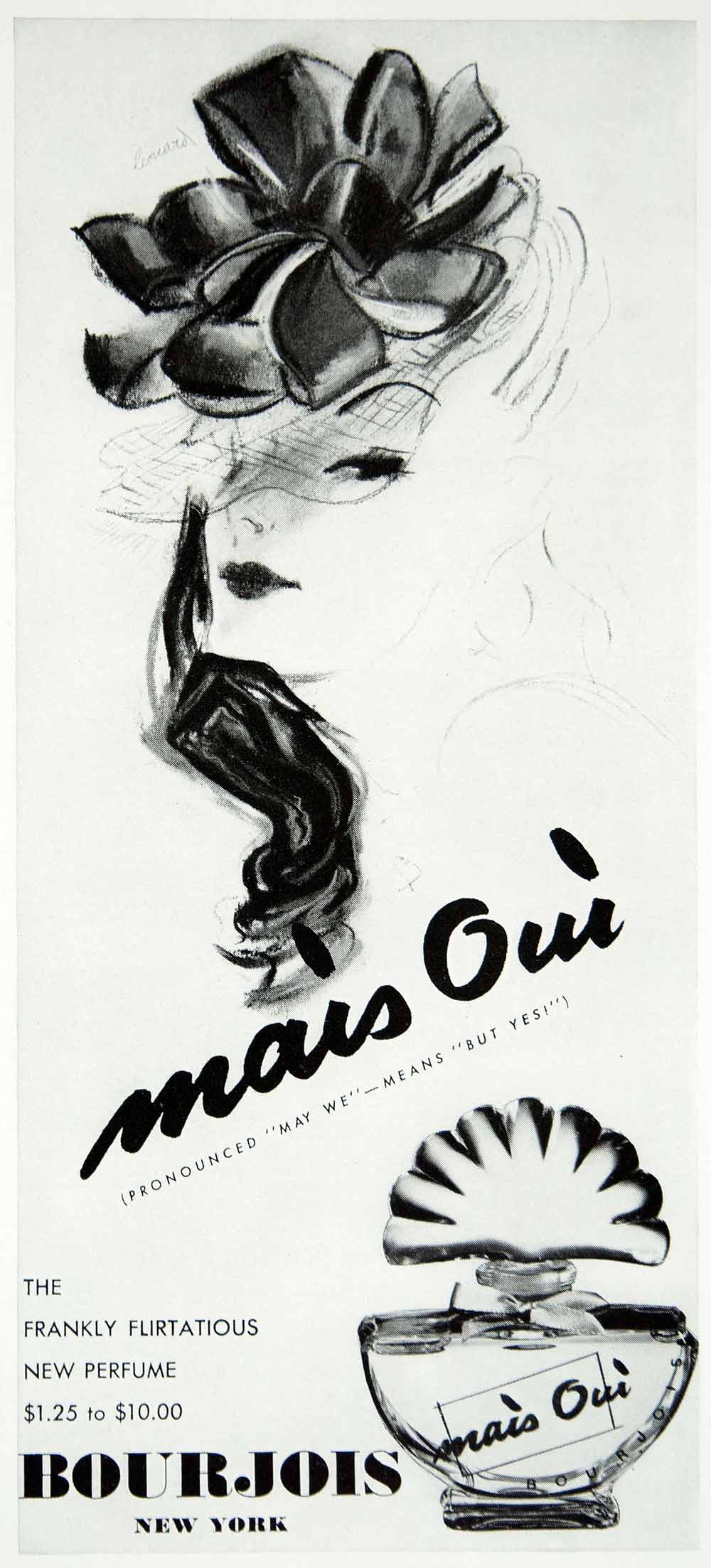 1940 Ad Mais Oui Bourjois Perfume Fragrance Women's Scent Forties Flirty YMM1