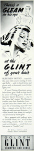1940 Ad Golden Glint Shampoo Rinse Hair Care Women's Style Forties Vintage YMM1
