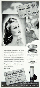 1940 Ad Indian Love Call Elmo Lipstick Forties Makeup Pocahontas Hairstyle YMM1