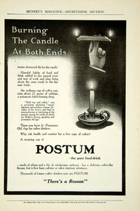 1915 Ad Postum Coffee Substitute Drink Caffeine-Free Candlestick Beverage YMM2