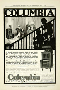 1915 Ad Columbia Record Player Graphophone Phonograph Child Silhouette YMM2