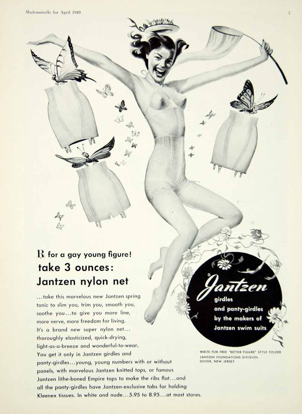 1949 Ad Vintage Jantzen Panty Girdle Foundation Garment Risque 40s Fashion YMM3