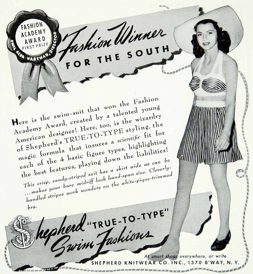 1941 Ad Vintage Shepherd Swimsuit Bathing Swim Suit 2-Piece 40s Fashion YMM3