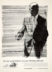 1960 Ad Vintage Stanley Blacker Batiste Sport Coat Fashion 60s YMM4