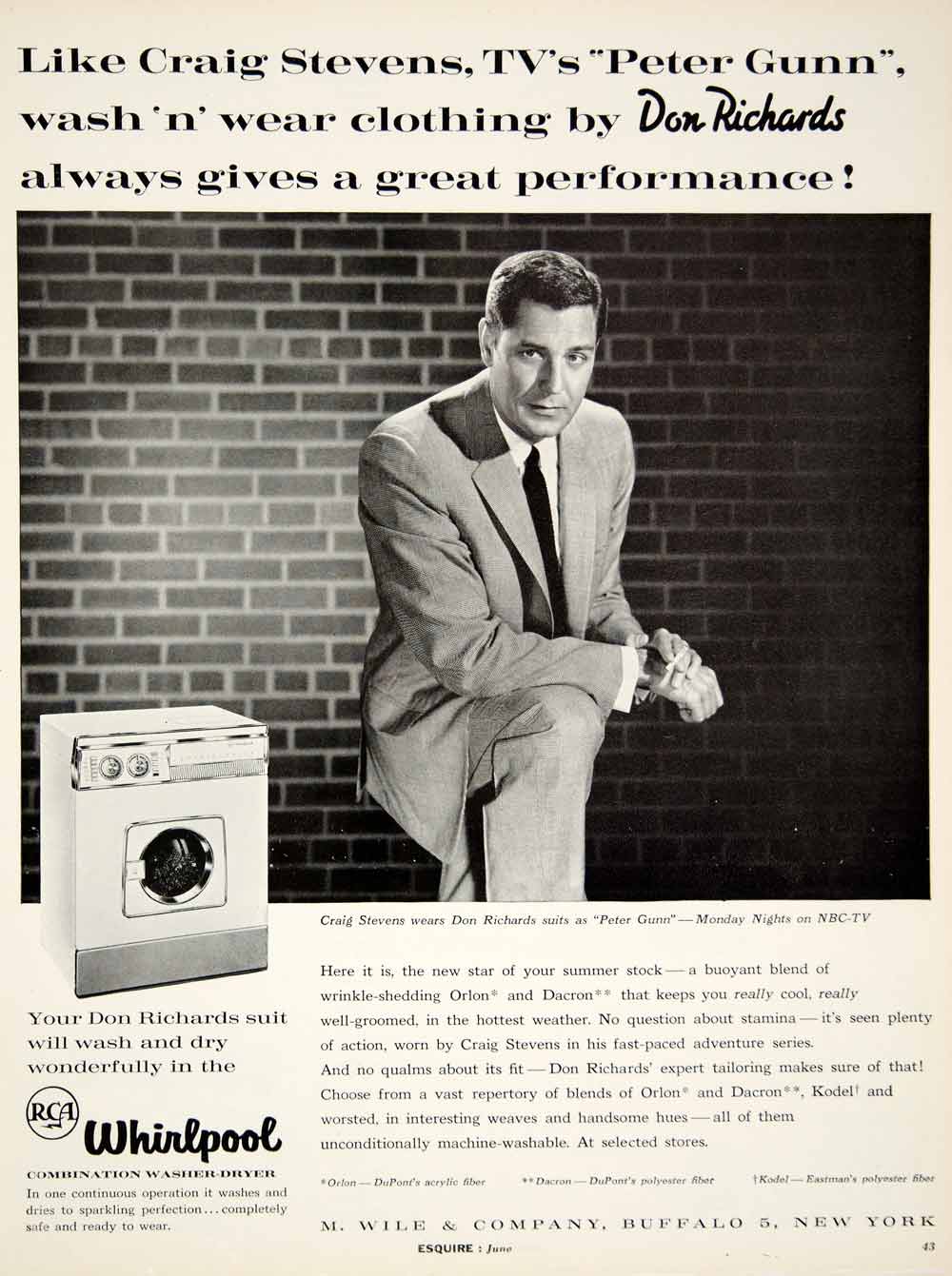 1960 Ad Vintage Don Richards Suit Craig Stevens Peter Gunn TV Private YMM4