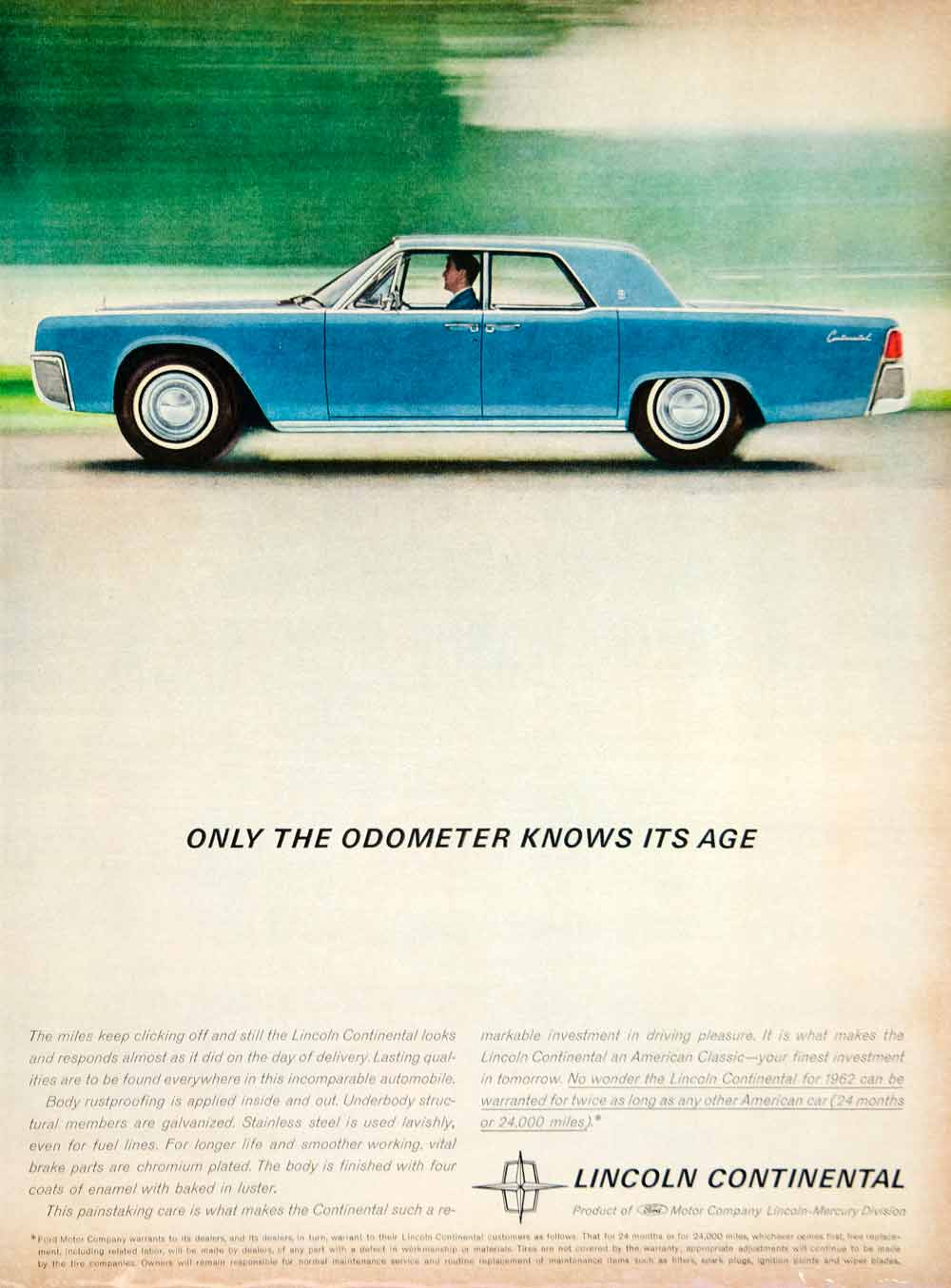 1961 Ad Vintage 1962 Lincoln Continental Blue Automobile Ford Car Four Door YMM4