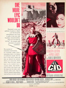 1961 Ad Movie El Cid Charlton Heston Sophia Loren Anthony Mann Medieval YMM4