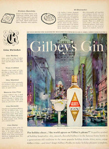 1961 Ad Gilbey's Gin Park Avenue NYC Drinks Martini Rickey Georgette de YMM4