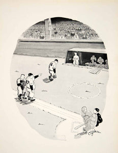 1961 Print Charles O'Glass Esquire Cartoon Baseball Game Japan Dugout YMM4