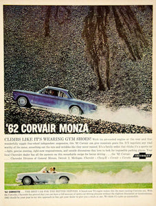 1962 Ad Vintage Chevrolet Corvair Monza Blue Automobile Corvette YMM5