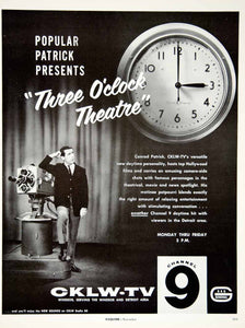 1962 Ad CKLW-TV Channel 9 Windsor Conrad Patrick Three O'Clock Theatre Show YMM5