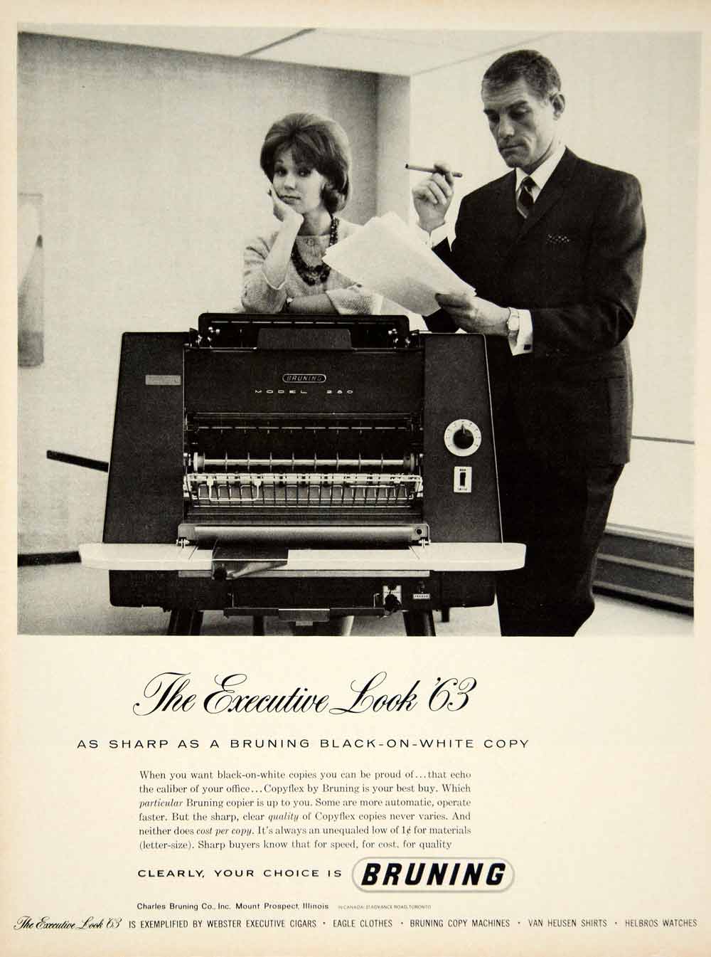1962 Ad Vintage Bruning Copyflex Office Copier Copy Executive YMM5