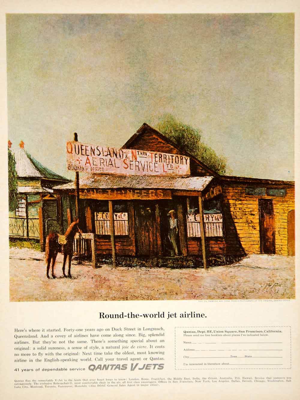 1963 Ad Qantas Airlines Australian Office Duck Street Longreach Queensland YMM6