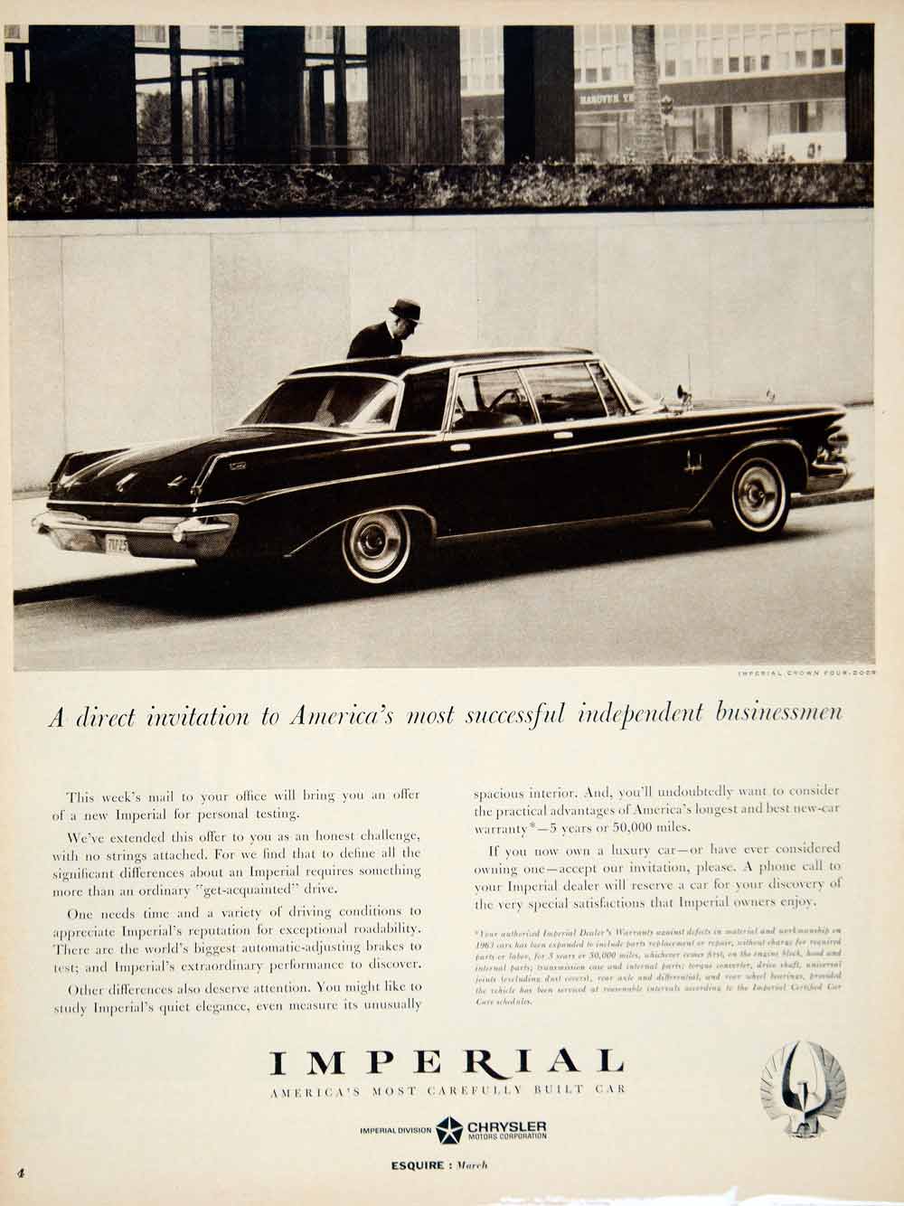 1963 Ad Chrysler Imperial Crown Four Door Luxury Car Automobile Businessman YMM6