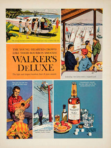 1963 Ad Walker's DeLuxe Straight Bourbon Whiskey Young-hearted Crowd 60s YMM6