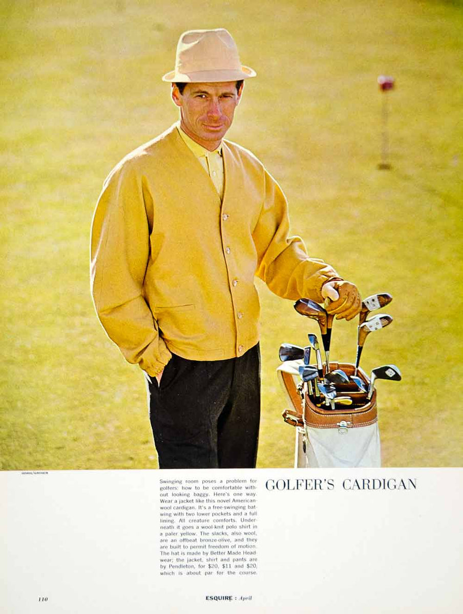 1963 Ad Pendleton Golfer Cardigan Sweater Golf Bag Clubs Golfing 60s Y ...