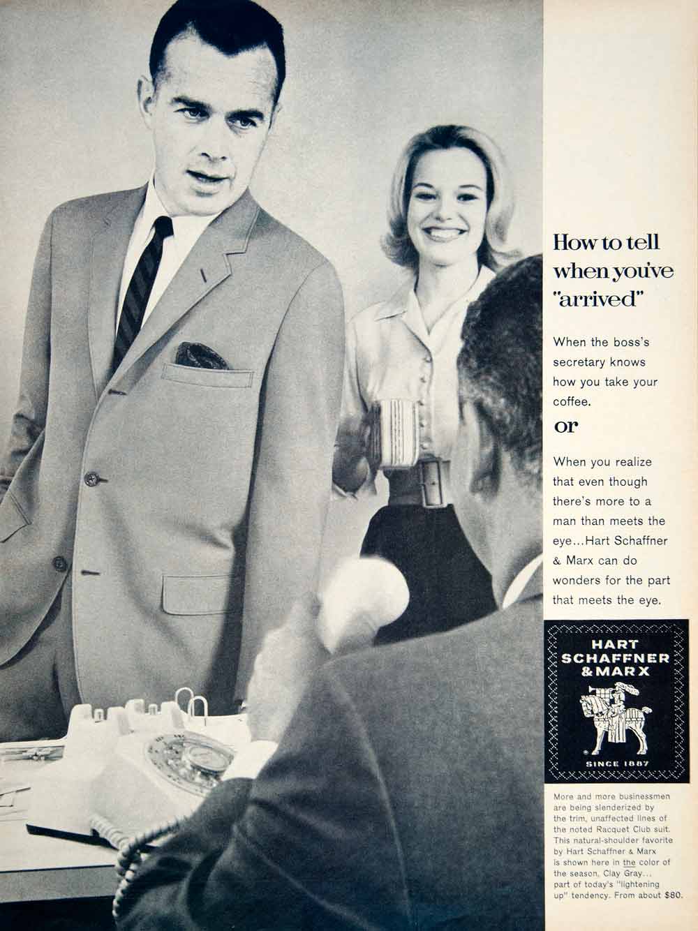 1963 Ad Hart Schaffner Marx Suit Style Executive Office Secretary YMM6