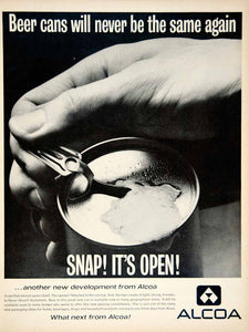 1963 Ad Vintage Alcoa Aluminum Pop Top Cap Beer Can Pull Tab Opener YMM6