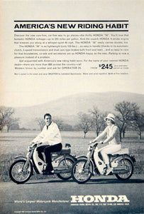 1963 Ad Vintage Honda "50" Motorcycle Lightweight Bike Motorcyclist Biker YMM6