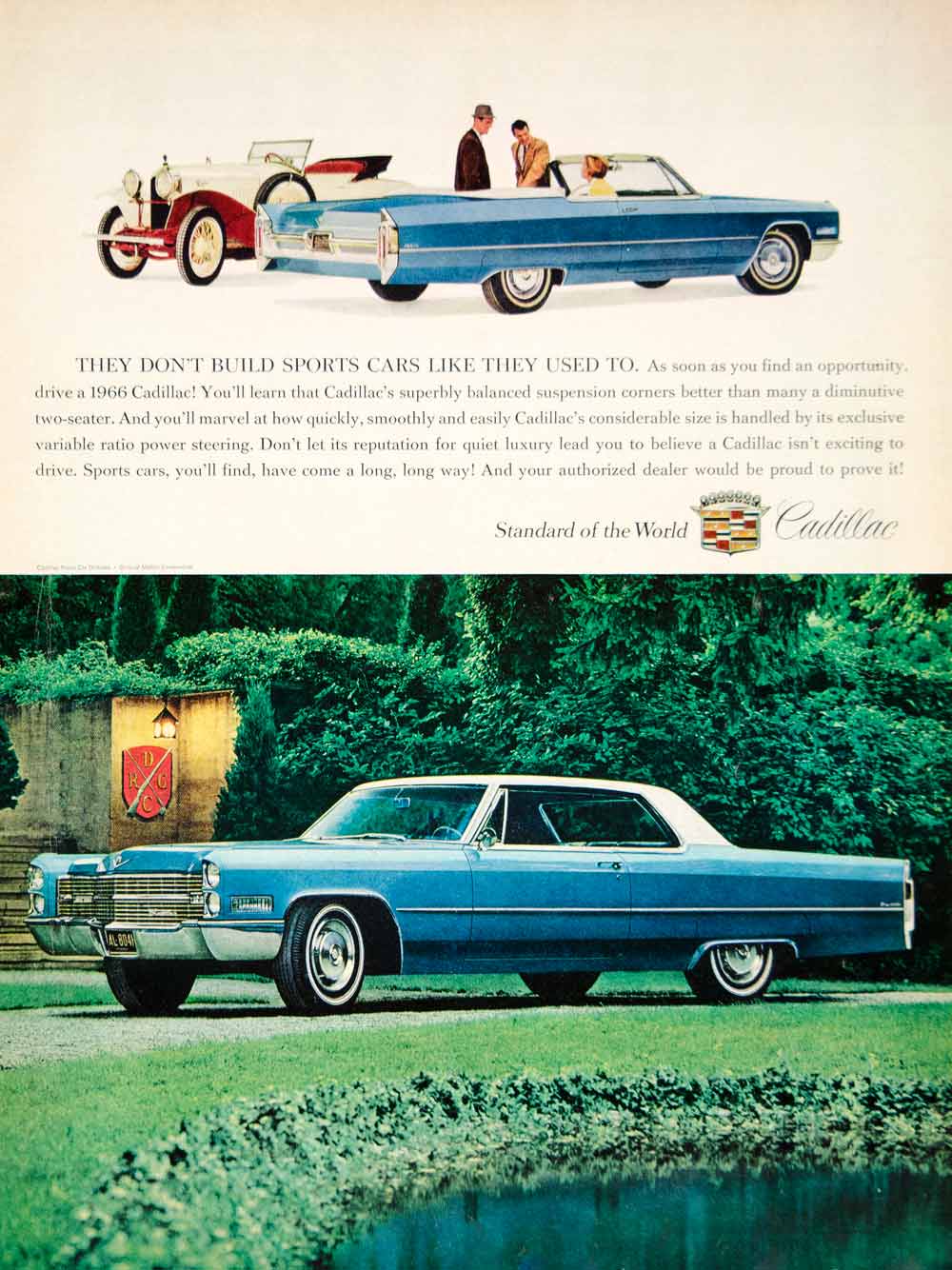 1966 Ad Vintage Cadillac Blue 2-Door Sedan Convertible Automobile Car YMMA1