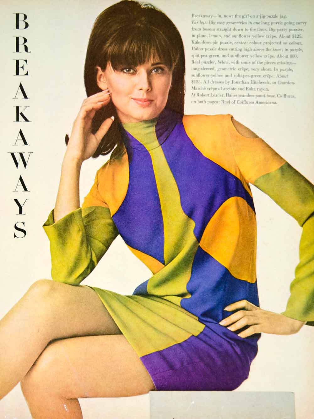 1966 Ad Vintage Jonathan Hitchcock Geometric Dress Mod Fashion 60s YMMA1