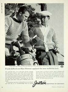 1959 Ad Jantzen Sweater Wafflelike Knit Frank Gifford Ken Venturi Golfing YMMA2
