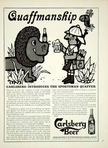 1961 Ad Vintage Carlsberg Beer Quaffsmanship Lion Sportsman Quaffer YMMA2