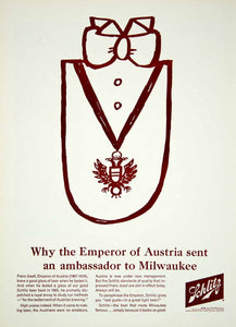 1965 Ad Vintage Schlitz Beer Brewing Milwaukee WI Franz Josef Emperor YMMA3