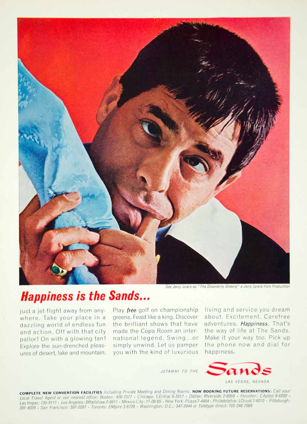 1965 Ad Sands Hotel Las Vegas Strip Nevada Jerry Lewis Disorderly Orderly YMMA3