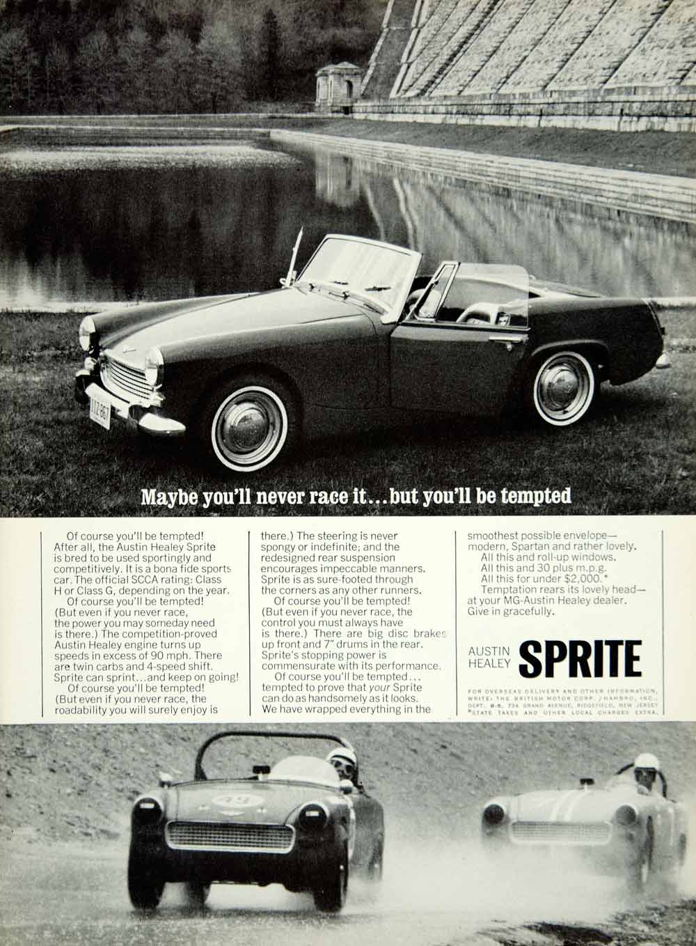 1965 Ad Vintage Austin Healey Sprite Sports Car British Motor Corporation YMMA3