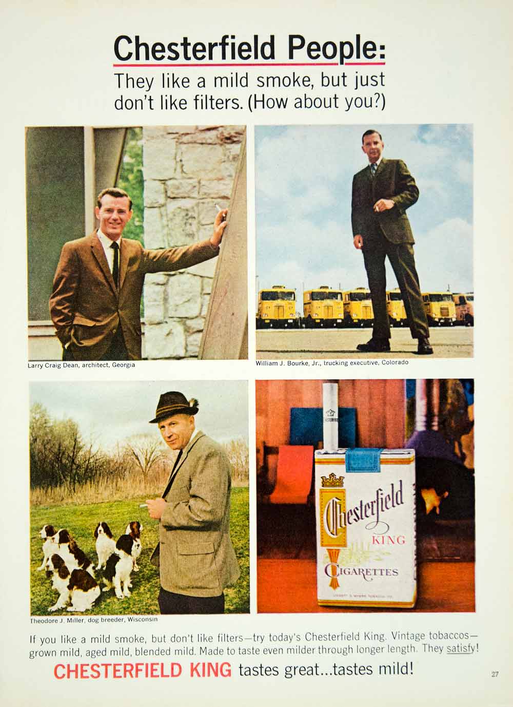 1965 Ad Chesterfield King Cigarettes Smoking Theodore J. Miller Larry ...