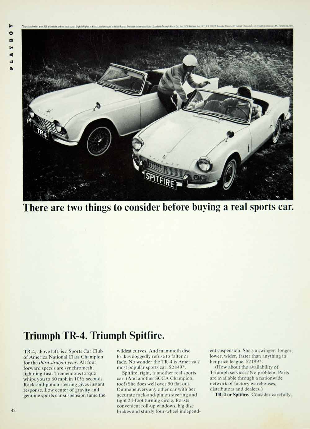 1965 Ad Vintage Triumph TR-4 Spitfire Sports Car British Automobile Auto YMMA3