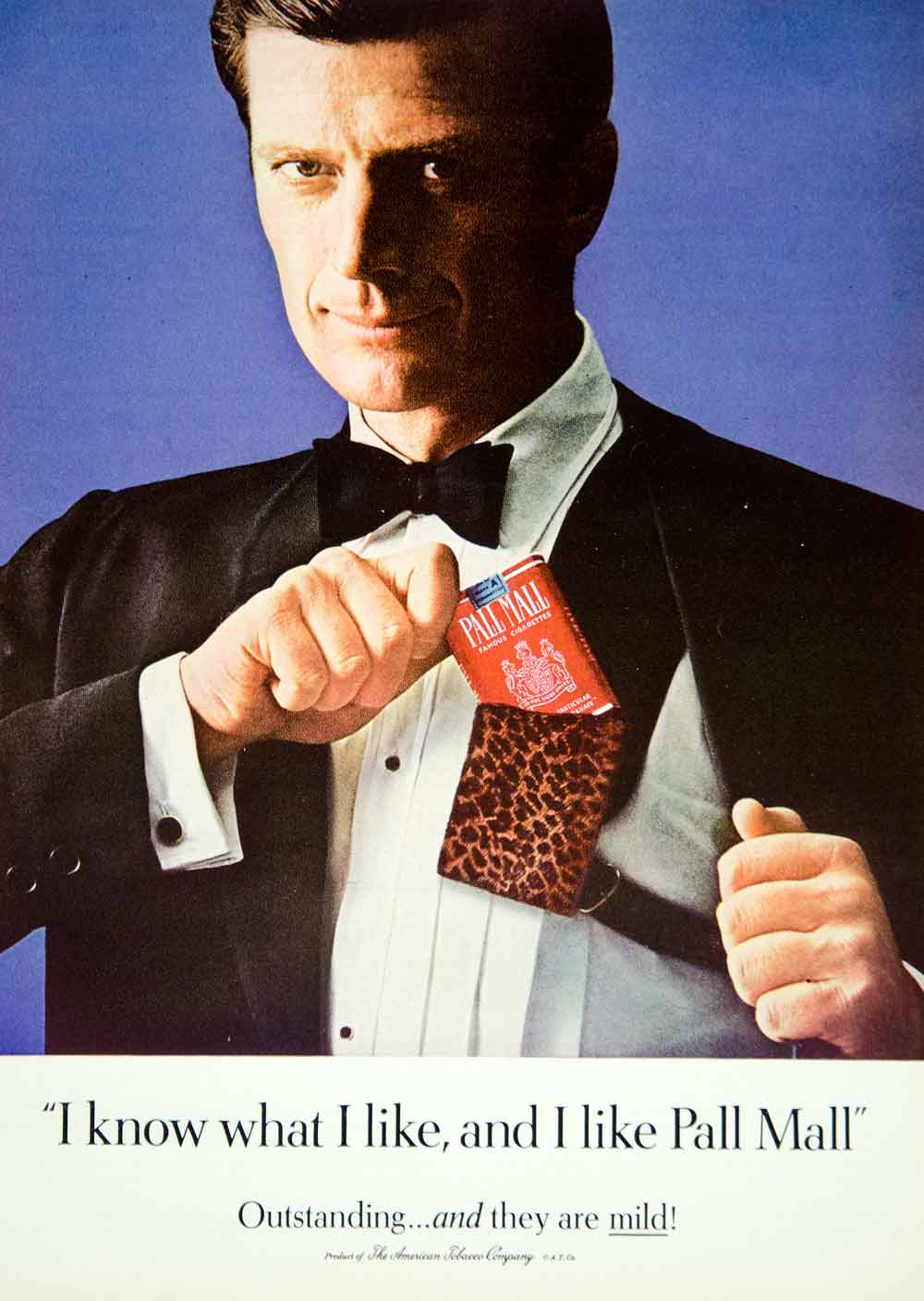 1965 Ad Pall Mall Famous Cigarettes Gentleman Black Tie Formal Gun Holster YMMA3