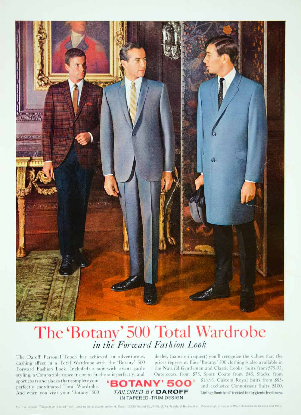 1965 Ad Botany 500 Total Wardrobe Daroff Suit Coat Overcoat 60s Fashion YMMA3