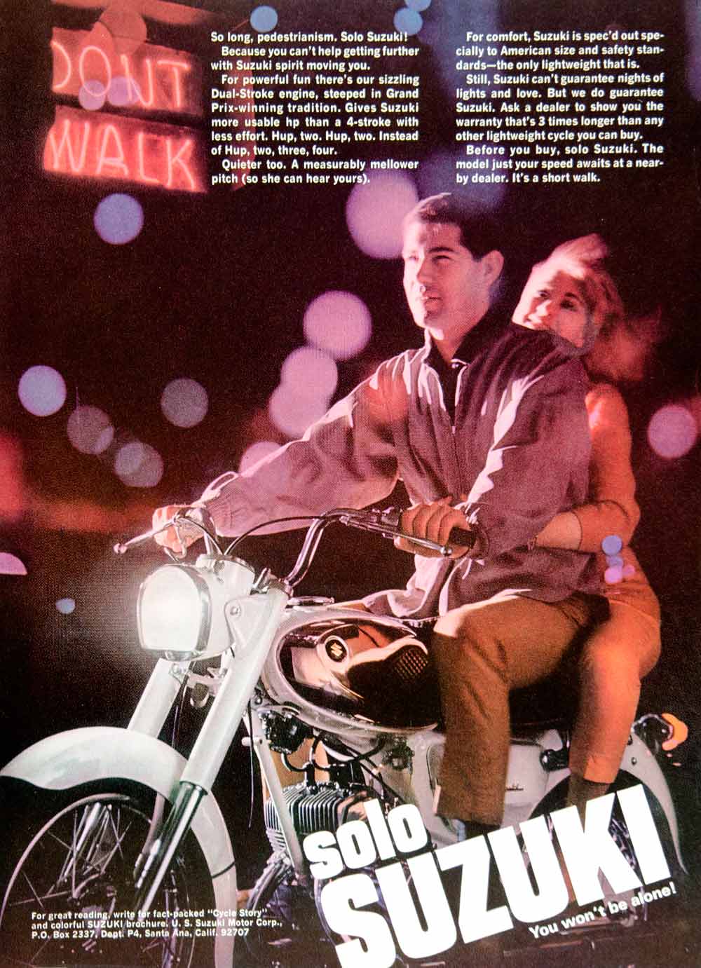 1966 Ad Vintage Suzuki Motorcycle Japanese White Motorbike Motorcycling YMMA3